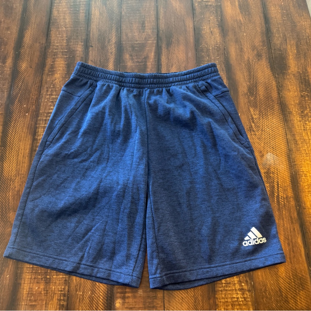 adidas Navy Blue Terrycloth Lounge Shorts with Logo Tag